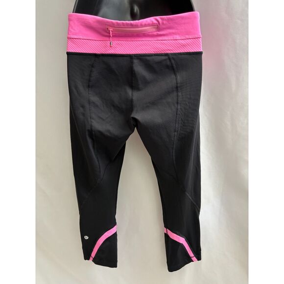 Lululemon Run Inspire Crop II Capri Pants Y2K Pink Stripes Run Yoga Size 6 Gym - Picture 5 of 11